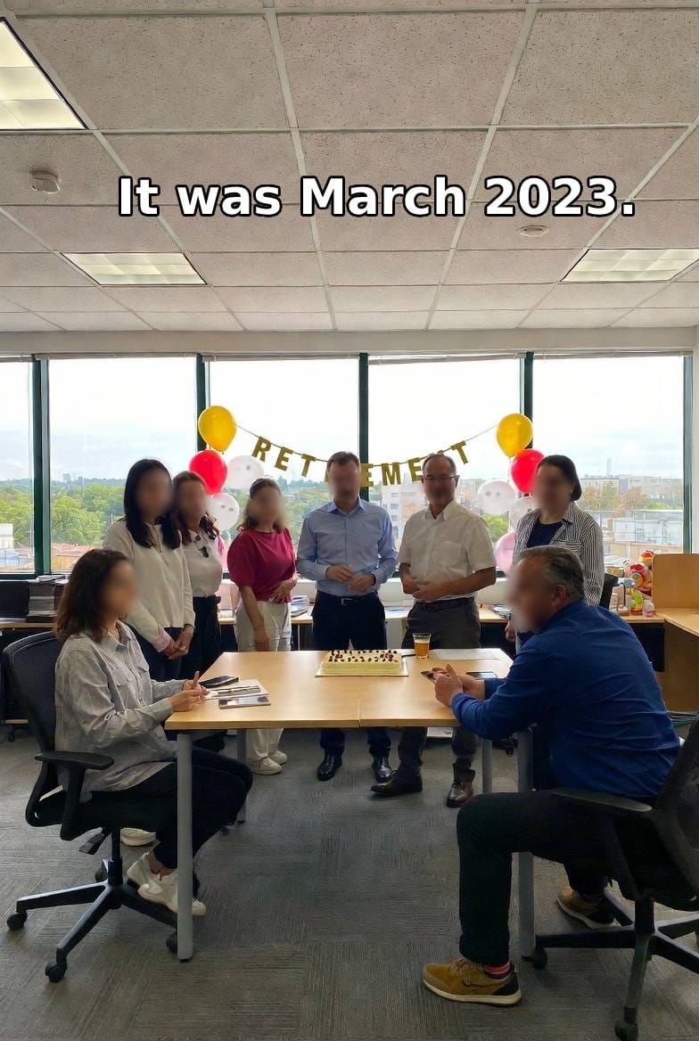 Retirement celebration — It was March 2023.